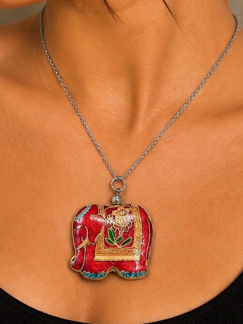 Red Elephant Pendant